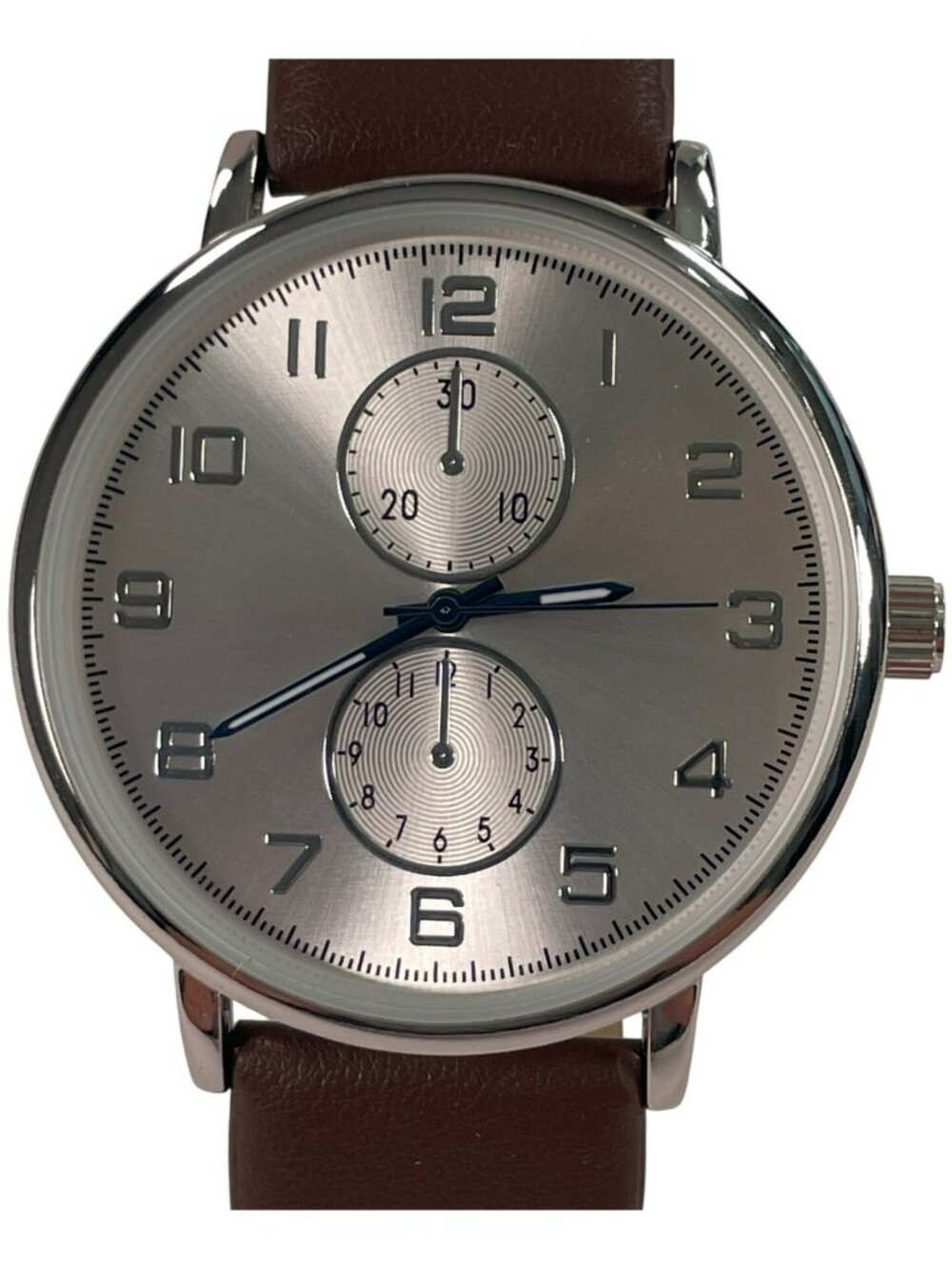 George Analog Watch Brown Strap & Silver Dial Men's O/S BOXED NEW - Picture 2 of 6